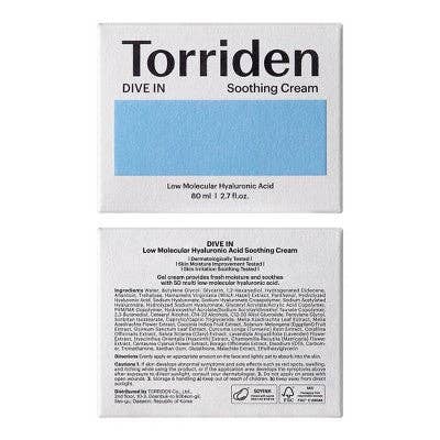 Torriden Dive-In Soothing Cream Korean Skincare for Calming and Deep Moisturization 2.7 fl oz - Missing Box