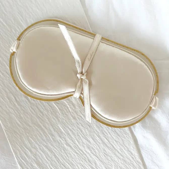 Silky Satin Sleep Eye Masks with Ribbon - GRACIA: CARAMEL / ONE SIZE
