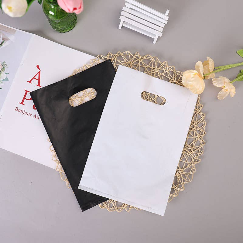 100pcs, white gray self-sealing poly mailer bag w/ handle: Small