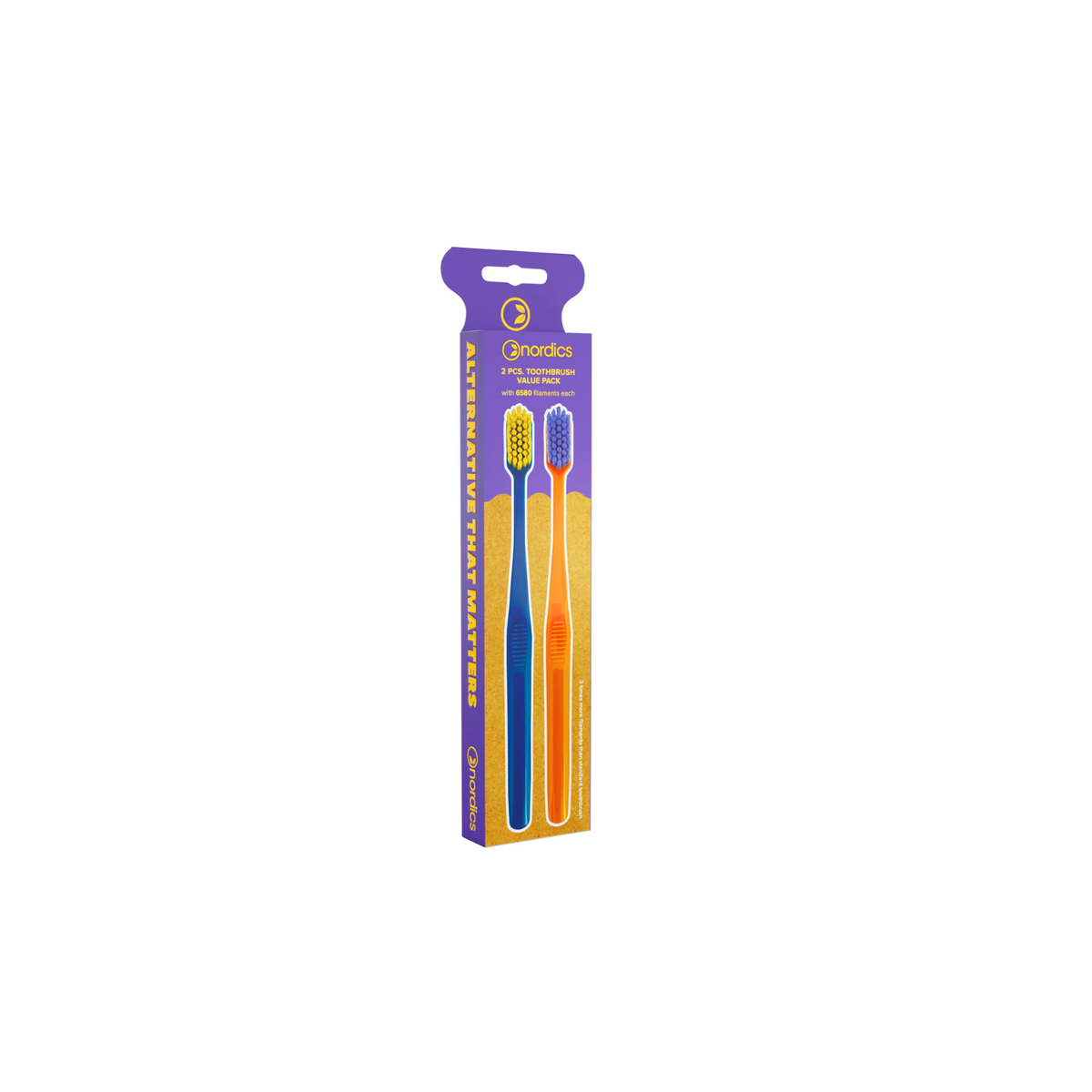 Nordics Premium 2-pack Orange/Blue & Blue/Yellow SOFT 6580 toothbrush