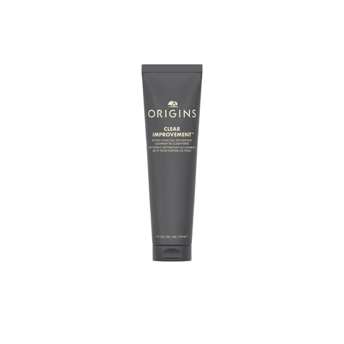 Origins Clear Improvement Zero Oil Active Charcoal Detoxifying Cleanser tube for deep pore cleansing and oil control.
