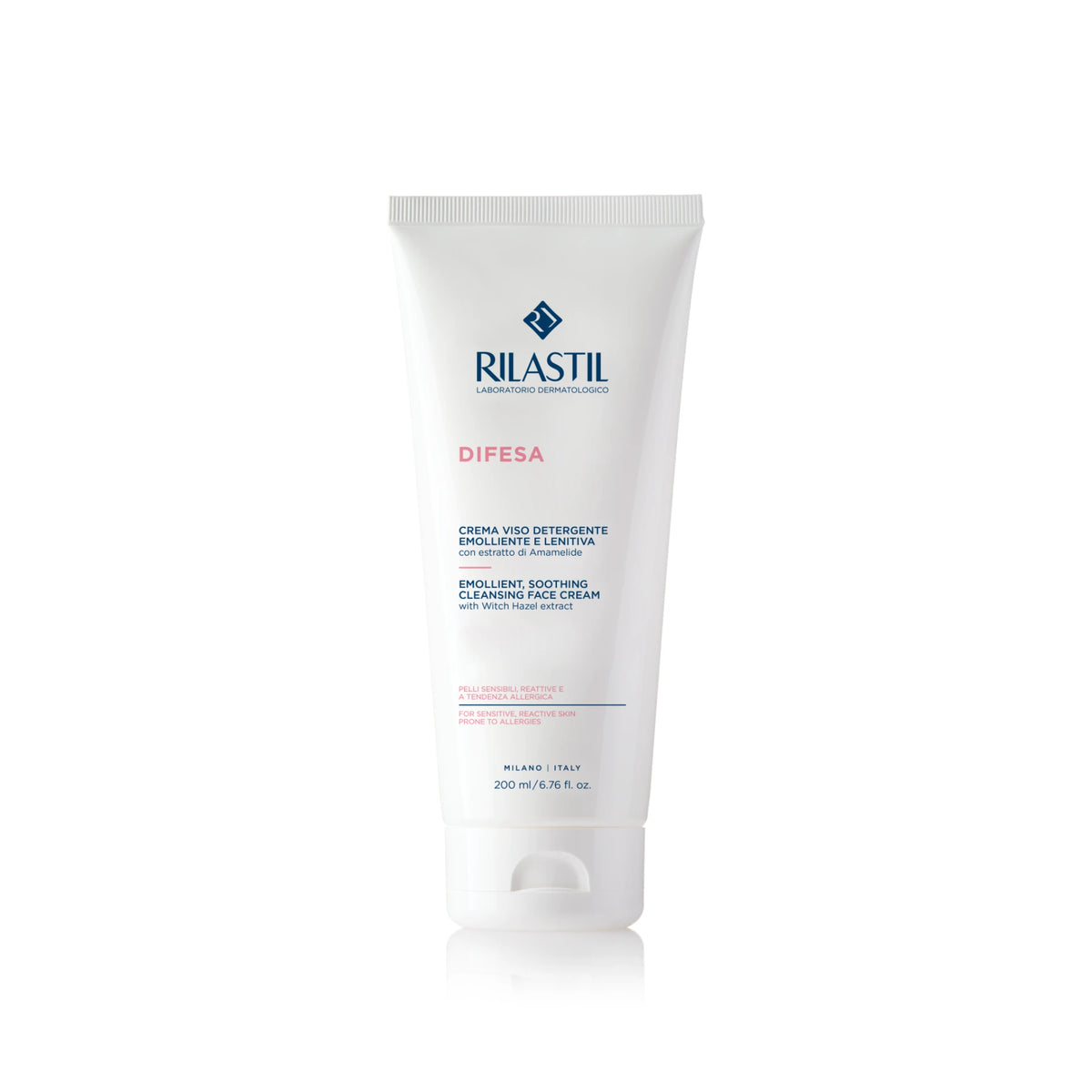 Rilastil Difesa Cleansing Face Cream 200ml bottle for sensitive skin, soothing and non-rinse formula.