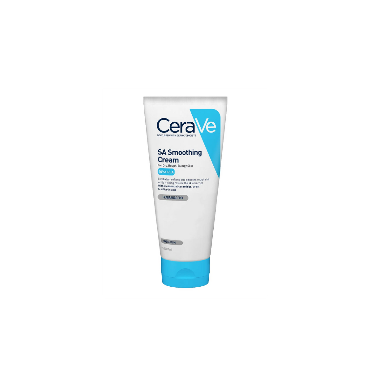 CeraVe SA Smoothing Cream - Exfoliating and moisturizing cream for rough skin.